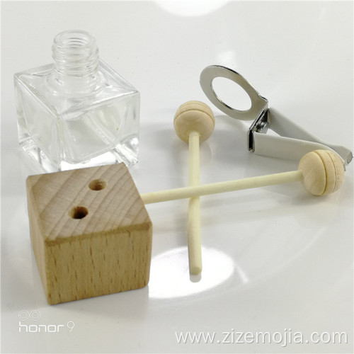 Square Car freshener perfume bottle with wooden cap